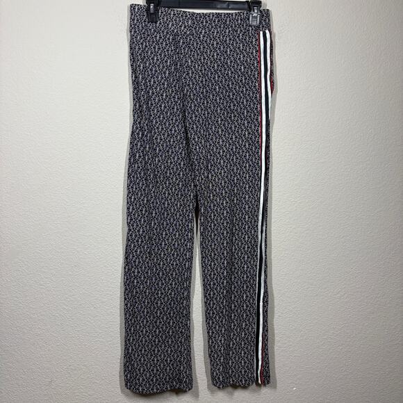 Grey State Womens XS Ulla Printed Pants Tile Print Navy Cotton Linen Elastic - Picture 2 of 10